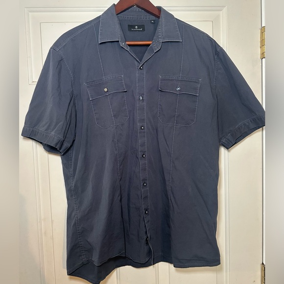 7 Diamonds‎ Stretch Cotton Navy Shirt Sleeve Button Up Shirt SZ XL. - Picture 1 of 5